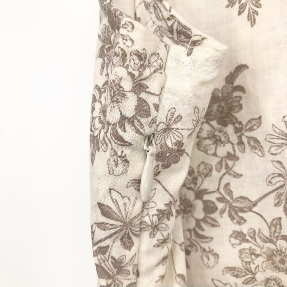 Sonoma NEW Tan Cream Contrast Floral Print Sleeveless Cottagecore Blouse - Picture 10 of 13